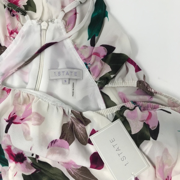 NWT $119 1.State Floral Ruffle Halter Dress - Picture 3 of 4